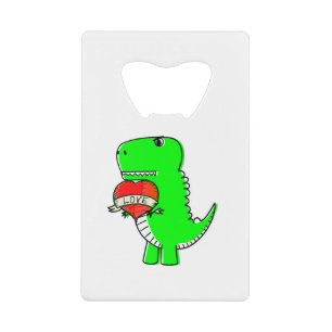 Cute Valentines Day Dinosaur Credit Card Bottle Opener