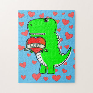 Cute Valentines Day Dinosaur Jigsaw Puzzle