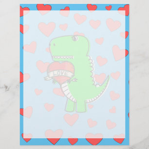 Cute Valentines Day Dinosaur Letterhead