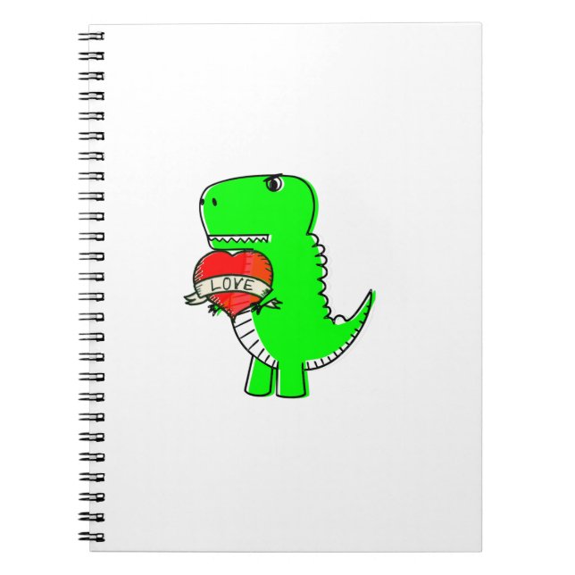Cute Valentines Day Dinosaur Notebook (Front)