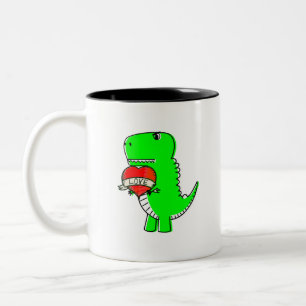 Cute Valentines Day Dinosaur Two-Tone Coffee Mug