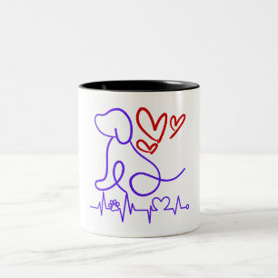 Cute Valentine's Day Dog Lover  Two-Tone Coffee Mug