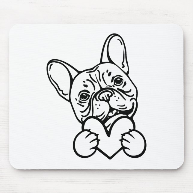 Cute Valentine's Day Frenchie French Bulldog Lover Mouse Pad (Front)