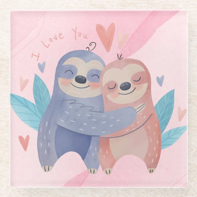 Cute Valentine's Day Glass Coaster (Front)