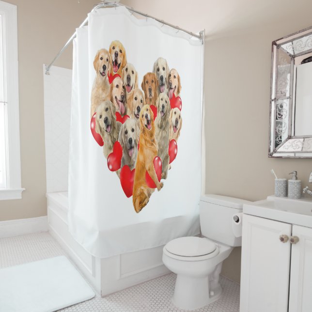 Cute Valentines Day Golden Retriever Dog Heart Pup (In Situ)