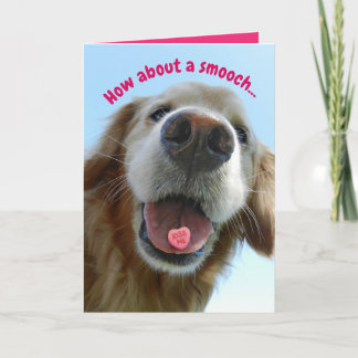 Cute Valentine's Day Golden Retriever Pooch Smooch Card