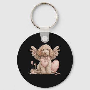 Cute Valentines Day Goldendoodle Dog Cupid Love He Keychain