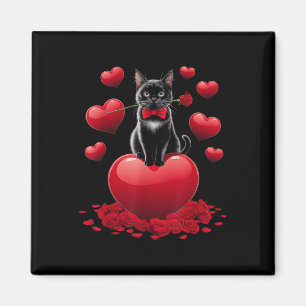 Cute Valentines Day Heart Black Cat Women Girls Ki Magnet