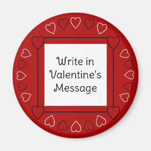 Cute Valentine's Day Hearts Add Message to Red Magnet
