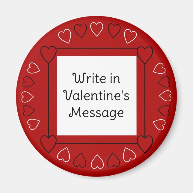 Cute Valentine's Day Hearts Add Message to Red Magnet (Front)