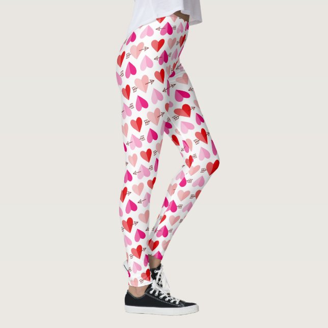 Cute Valentine's Day Hearts and Arrows Leggings (Right)