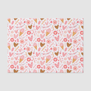 Cute Valentine's Day Hearts, Candy and Ice Cream  Tissue Paper