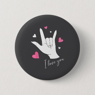 Cute Valentines Day Hearts I Love You Hand Sign La 2 Inch Round Button
