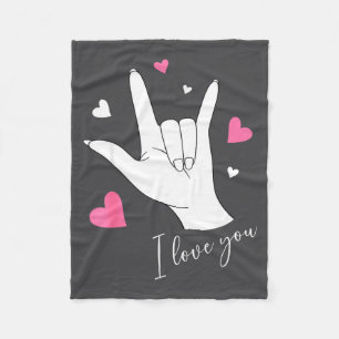 Cute Valentines Day Hearts I Love You Hand Sign La Fleece Blanket