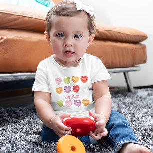 Cute Valentine's Day Hearts Personalized Baby T-Shirt