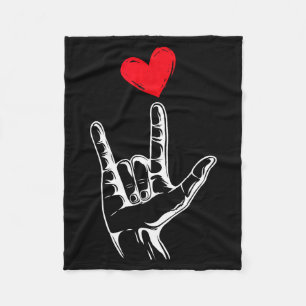 Cute Valentines Day_ I Love You Hand Sign Language Fleece Blanket