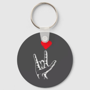 Cute Valentines Day I Love You Hand Sign Language Keychain