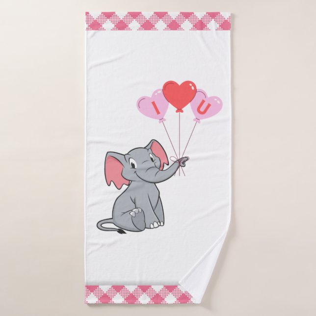 cute Valentine's Day I love you heart Bath Towel (Bath Towel)
