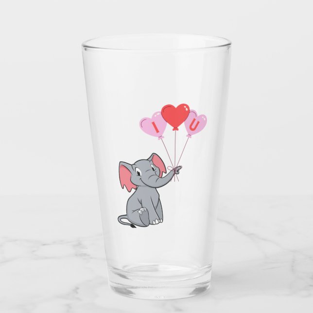 cute Valentine's Day I love you heart Glass (Front)