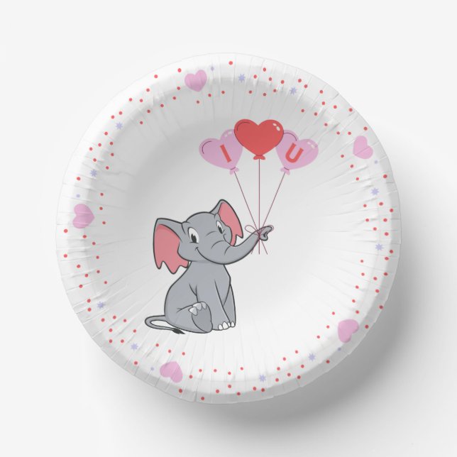 cute Valentine's Day I love you heart Paper Plate (Front)