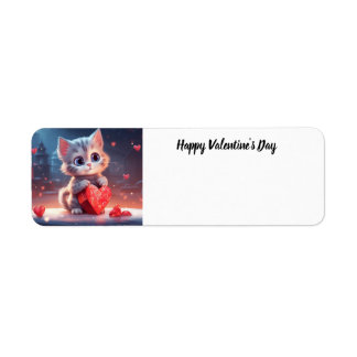 Cute Valentine's Day kitten return address label