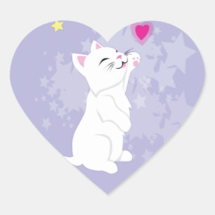 Cute Valentines Day Kitty Heart Sticker