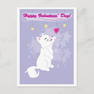 Cute Valentines Day Kitty Holiday Postcard
