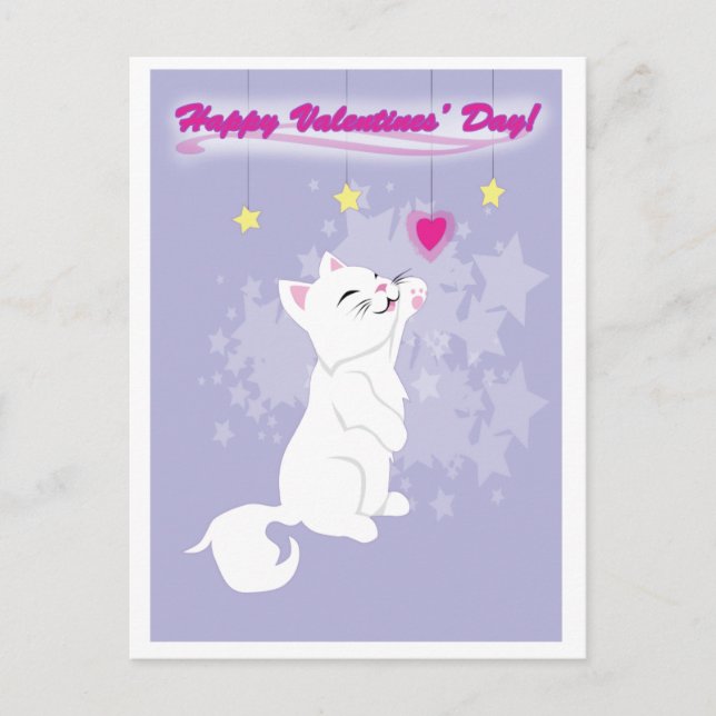 Cute Valentines Day Kitty Holiday Postcard (Front)