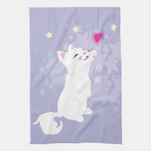Cute Valentines Day Kitty Kitchen Towel