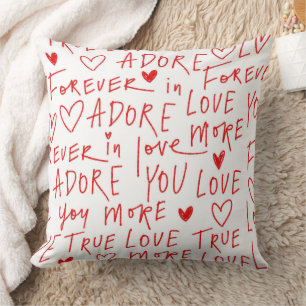 Cute Valentines day love typography Throw Pillow