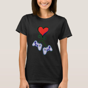 Cute Valentine's Day Matching Couple Video Gamer T-Shirt