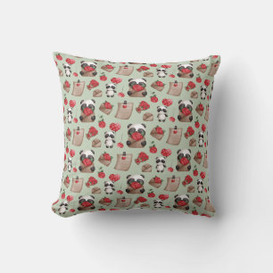 Cute Valentine's Day Panda Bear Love Pattern Throw Pillow