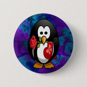 Cute Valentine's Day Penguin Funny Cartoon 2 Inch Round Button