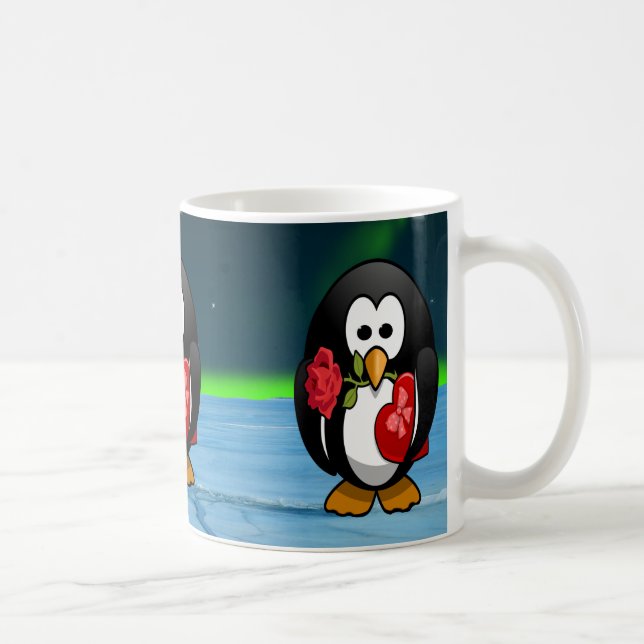 Cute Valentine's Day Penguin Funny Cartoon Coffee Mug (Right)