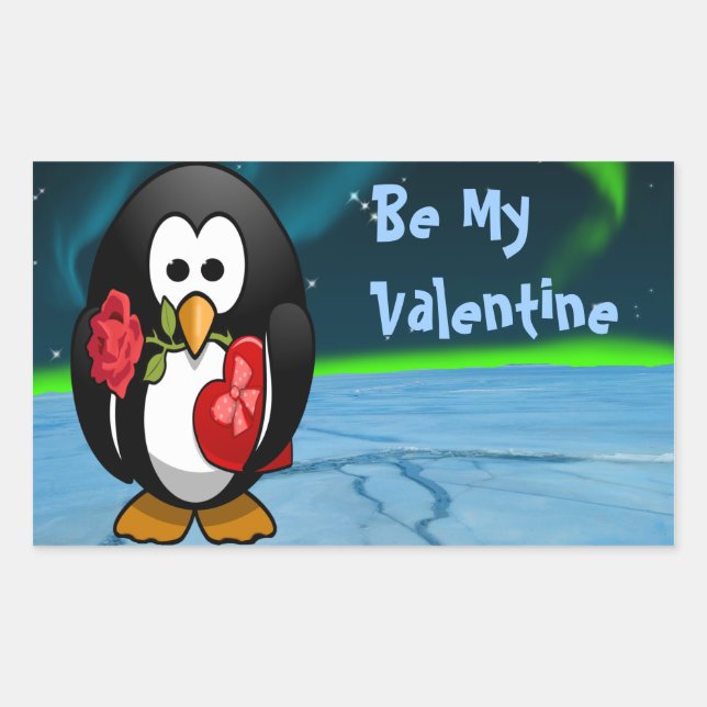 Cute Valentine's Day Penguin Funny Cartoon Sticker (Front)