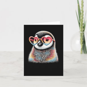 Cute Valentines Day Penguin Heart Sungles Boys Gir Card
