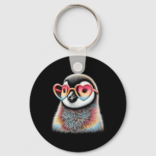 Cute Valentines Day Penguin Heart Sungles Boys Gir Keychain