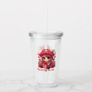 Cute Valentine's day pirate Acrylic Tumbler