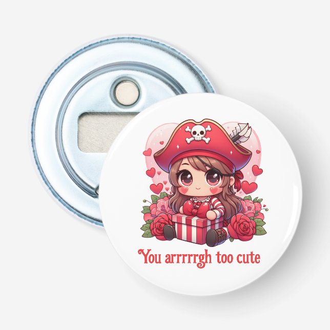 Cute Valentine's day pirate Bottle Opener (Front)