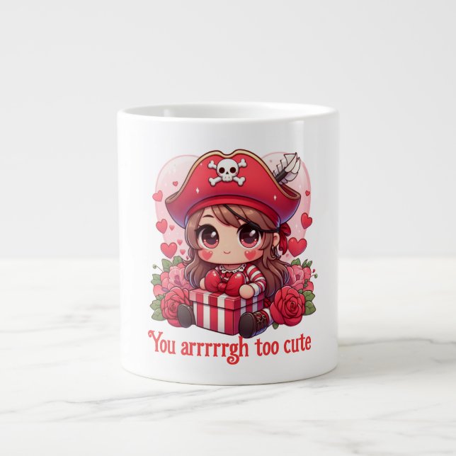 Cute Valentine's day pirate Large Coffee Mug (Front)