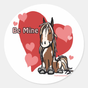Cute Valentines Day Pony Classic Round Sticker