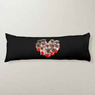 Cute Valentines Day Pug Dog Heart Puppy Body Pillow
