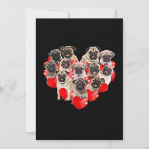 Cute Valentines Day Pug Dog Heart Puppy Thank You Card
