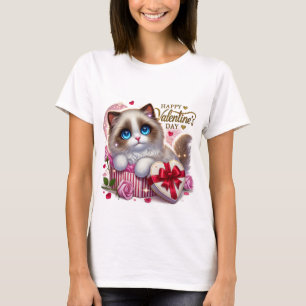 Cute Valentine's Day Ragdoll Cat T-Shirt