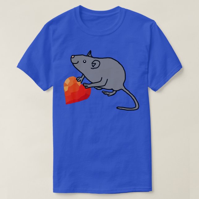 Cute Valentines Day Rat with Red Heart Tote T-Shirt (Design Front)