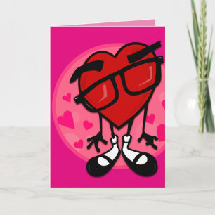 CUTE VALENTINE'S DAY RED HEART PINK GREETING CARD