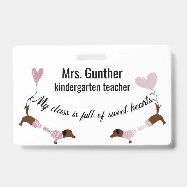 Cute Valentines Day School Teacher  Badge (Front)