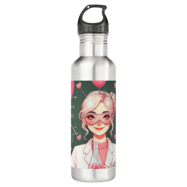 Cute Valentine's day scientist 710 Ml Water Bottle (Front)