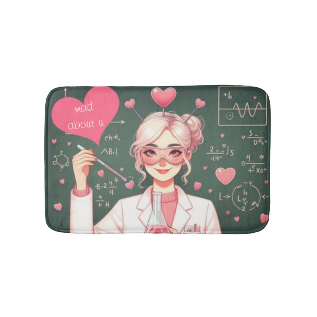 Cute Valentine's day scientist Bath Mat (Front)