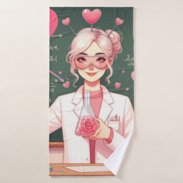 Cute Valentine's day scientist Bath Towel (Bath Towel)